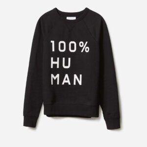 EVERLANE SZ XL The 100% Human Unisex French Terry Sweatshirt Large Print Black